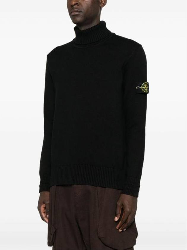 Logo Badge Turtleneck Sweatshirt Black - STONE ISLAND - BALAAN 3