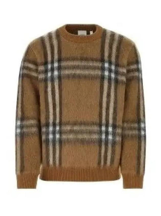 Denver Check Mohair Wool Blend Knit Top Dark Birch Brown - BURBERRY - BALAAN 2