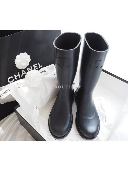 CC Logo Rubber Rain Boots Dark Navy G45838 - CHANEL - BALAAN 2