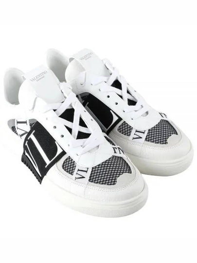 VLTN Mesh Leather Low-Top Sneakers White - VALENTINO - BALAAN 2