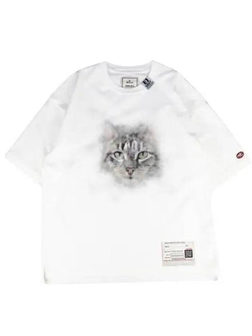 A13TS632 White Cat Print Tee - MIHARA YASUHIRO - BALAAN 1