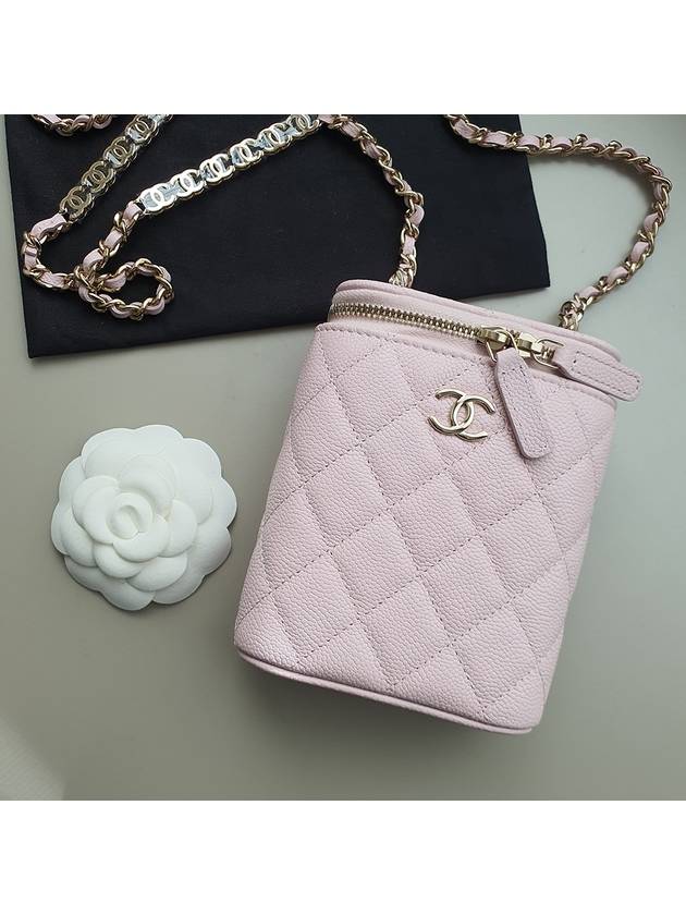 Small Vanity Cosmetic Chain Bag Caviar Light Pink Gold Plated - CHANEL - BALAAN 1