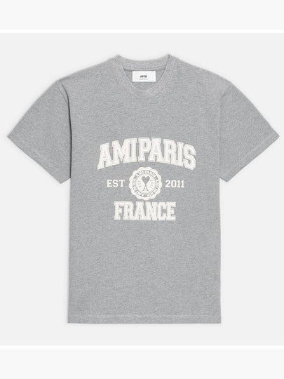 Paris Logo Short Sleeve T-Shirt Grey - AMI - BALAAN 2