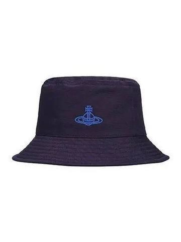 Logo decorated bucket hat navy 81020009 W00KT - VIVIENNE WESTWOOD - BALAAN 1