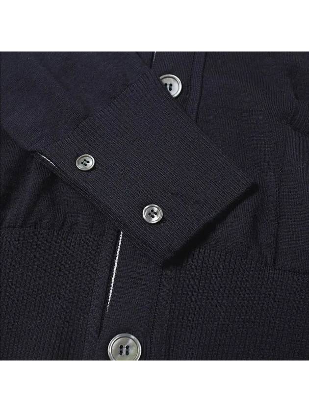 Men's Sustainable Classic Diagonal Wool Cardigan Navy - THOM BROWNE - BALAAN 5