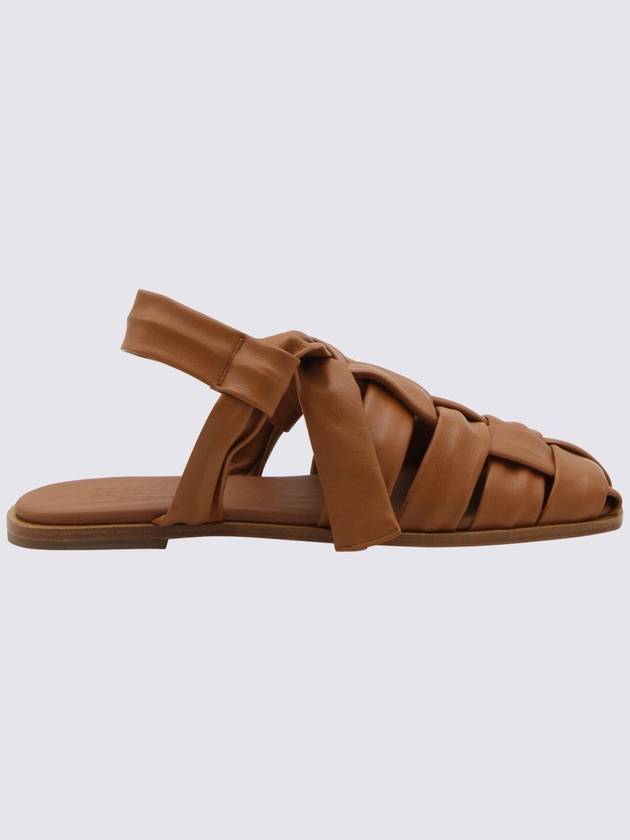 Hereu Brown Leather Bena Flats - HEREU - BALAAN 1