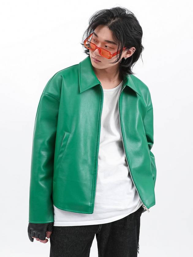 Single Leather Suede Jacket Green - C WEAR BY THE GENIUS - BALAAN 6