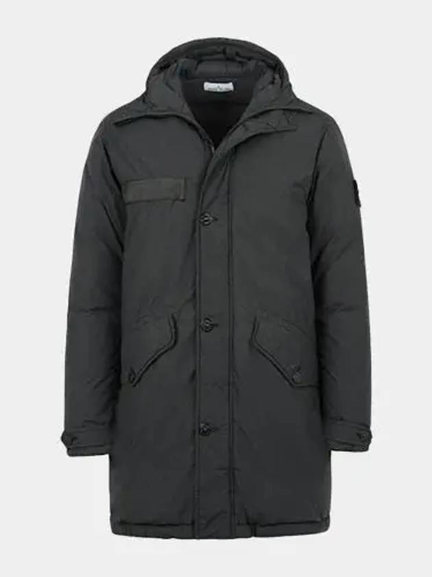 Wappen Long Hooded Jacket Charcoal - STONE ISLAND - BALAAN 2