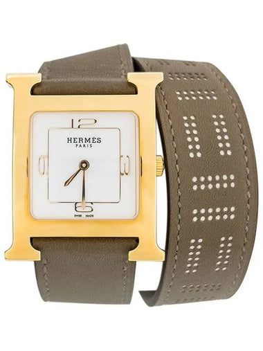 H Hour MM Double Tour Gold Plated Steel White Plate 2HA1630 - HERMES - BALAAN 1