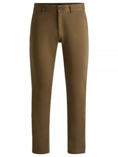 Slim Fit Stretch Cotton Satin Chino Straight Pants Open Green - HUGO BOSS - BALAAN 2