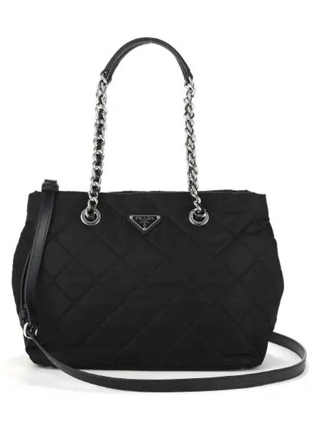 Pocono Quilting Chain Tote Bag Black - PRADA - BALAAN 3