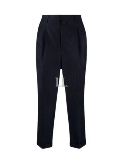 Men's Pinstriped Tailored Cropped Slacks Navy - AMI - BALAAN 2