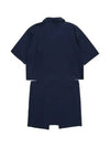 Cotton Shirt Neck Short Dress Navy - LEMAIRE - BALAAN 3