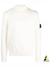 Wappen Patch Loose Fit Cotton Turtleneck White - STONE ISLAND - BALAAN 2