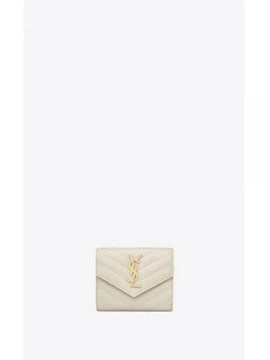 Cassandre Matelasse Compact Quilted Lambskin Half Wallet Blanc Vintage - SAINT LAURENT - BALAAN 2