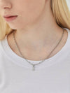 RYUL+WAI: Blue Cubic Pendant Surgical Chain Necklace - RYUL+WAI: - BALAAN 4