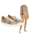 Women's Vintage Check Leather Low Top Sneakers Beige - BURBERRY - BALAAN 2