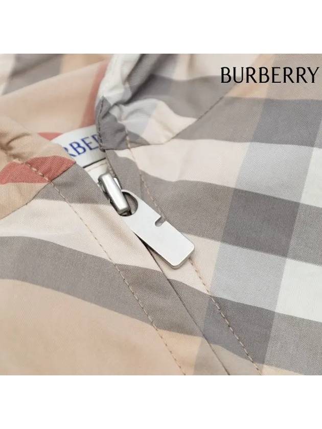 Kids Check Hooded Zip-Up Jacket Pale Stone - BURBERRY - BALAAN 5