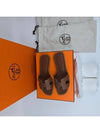 Oran Calfskin Slippers Gold Piqures Ecrues - HERMES - BALAAN 11