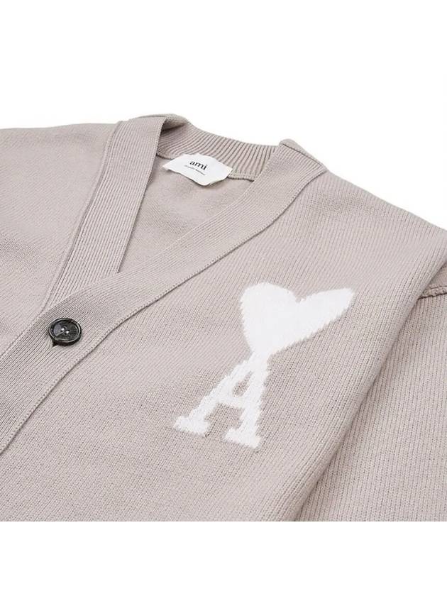 De Coeur Logo Wool Cardigan Light Beige - AMI - BALAAN 5