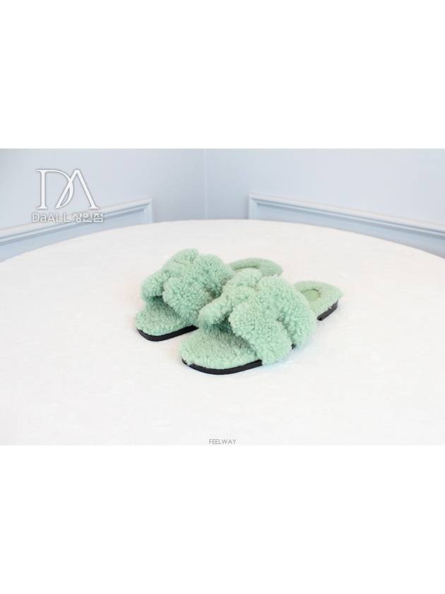 Daol Beomeo Branch Oran Wool Skin Sandal Slippers Verdot Condition S 35 - HERMES - BALAAN 4