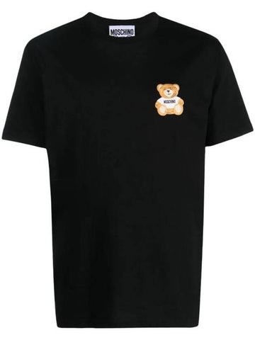 Teddy Crew Neck Cotton Short Sleeve T-Shirt Black - MOSCHINO - BALAAN 1