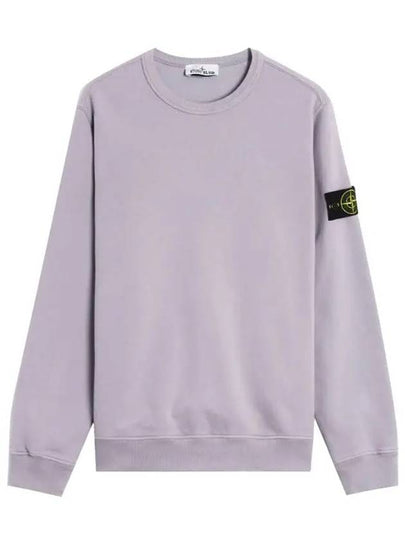 Brushed Cotton Fleece Garment Dyed Crewneck Sweatshirt Lavender - STONE ISLAND - BALAAN 2