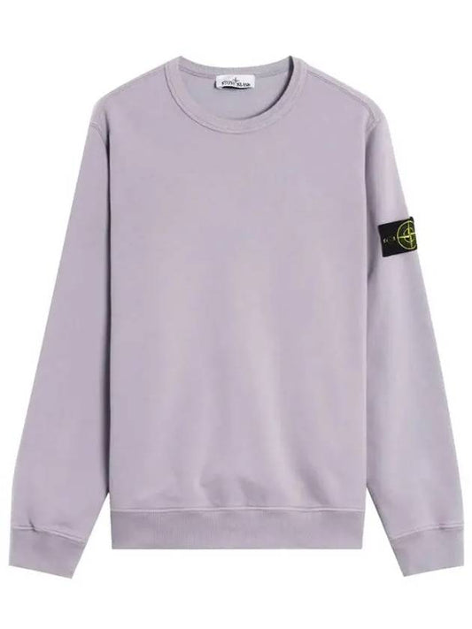 Brushed Cotton Fleece Garment Dyed Crewneck Sweatshirt Lavender - STONE ISLAND - BALAAN 2