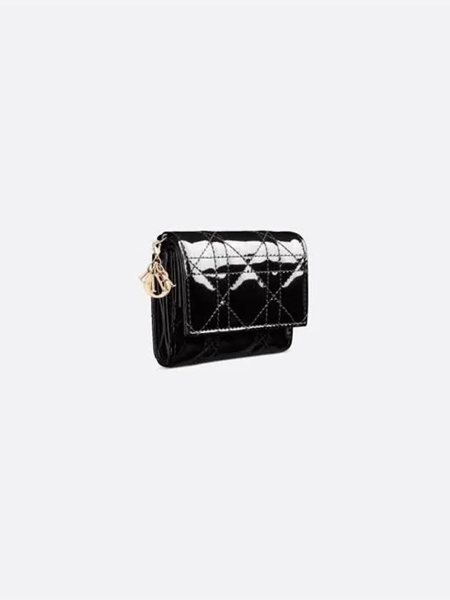 Lady Lotus Patent Cannage Half Wallet Black - DIOR - BALAAN 3