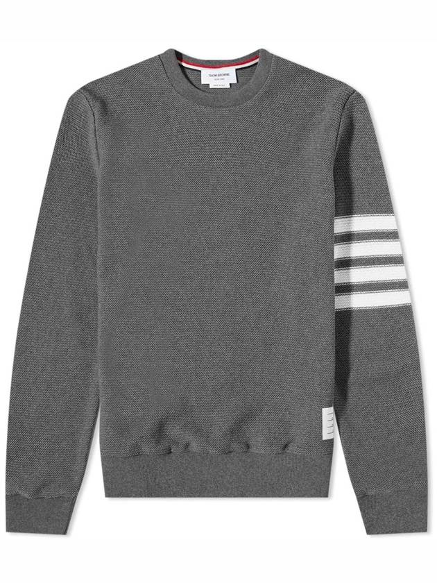 4 Bar Stripe Open Raschel Stitch Sweatshirt Grey - THOM BROWNE - BALAAN 6