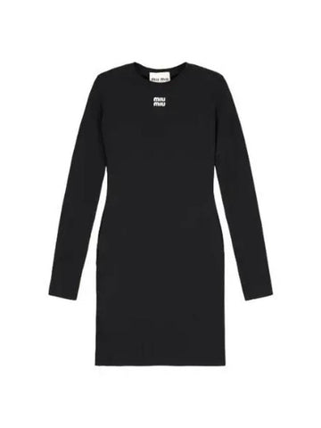 Mini logo print dress black - MIU MIU - BALAAN 1