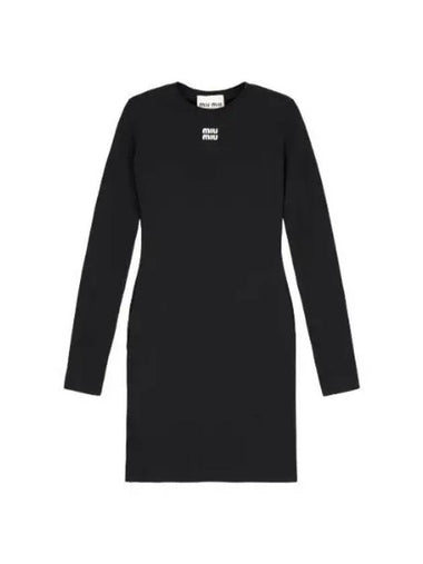 Mini logo print dress black - MIU MIU - BALAAN 1