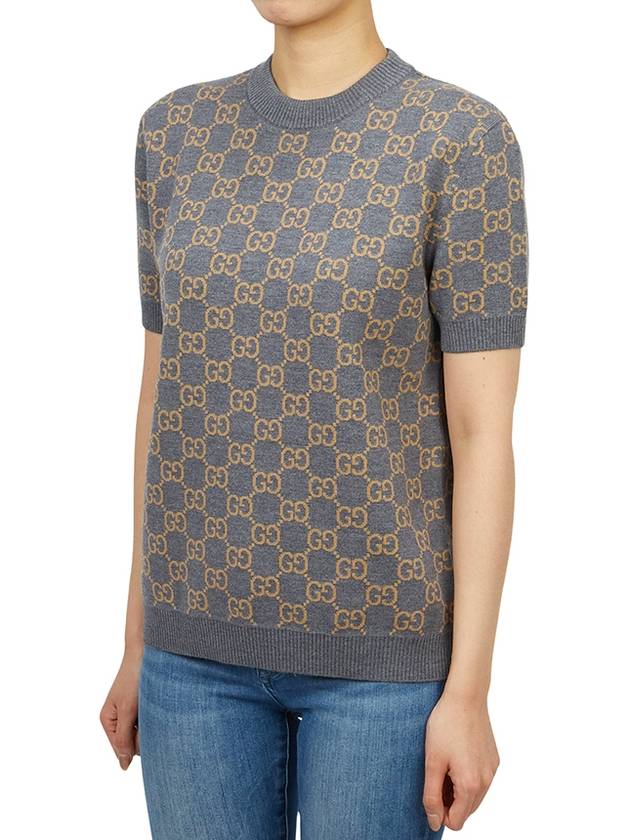 Reversible GG Jacquard Wool Knit Top Brown Grey - GUCCI - BALAAN 4