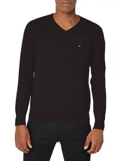 V-Neck Embroidered Knit Top Black - TOMMY HILFIGER - BALAAN 2