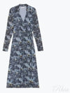 Women's Floral Wrap Long Dress Blue - GANNI - BALAAN 2