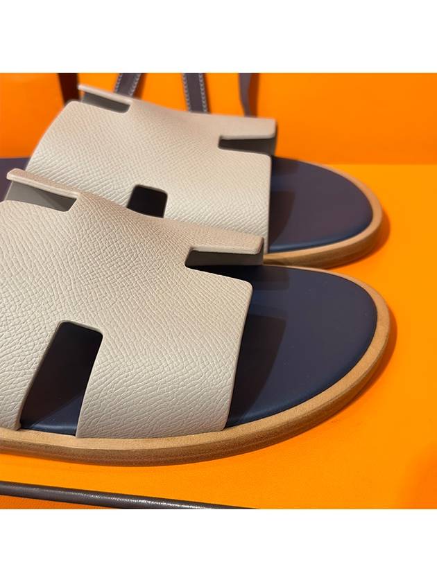 Men's Izmir Sandals Calfskin Absong Light Beige Dark Gray - HERMES - BALAAN 5