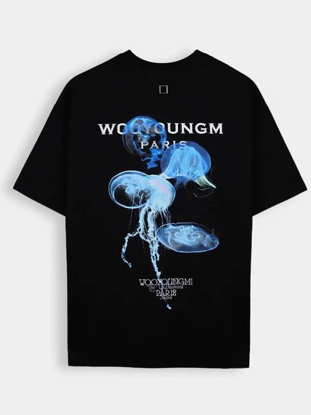 Jellyfish Back Logo Cotton Short Sleeve T-Shirt Black - WOOYOUNGMI - BALAAN 2