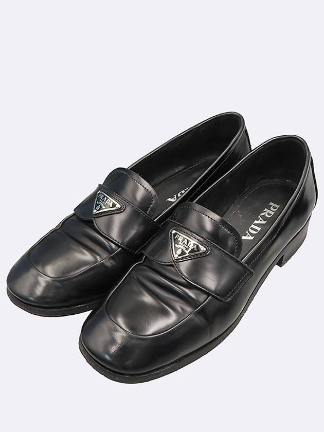 Prada 1D745N Black Color Triangular Logo Brushed Women s Loafers Size 37 - PRADA - BALAAN 5