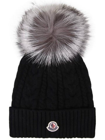 Pom Pom Beanie Black - MONCLER - BALAAN 1