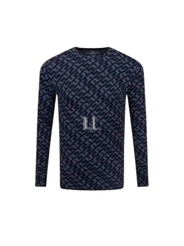 Men's Thor Allover Logo Print Long Sleeve T-Shirt Navy - J.LINDEBERG - BALAAN 2