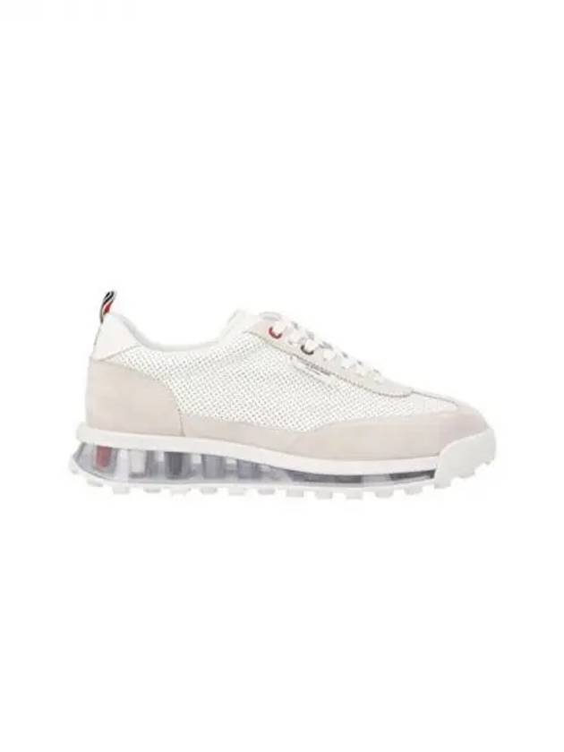 Vitello Calf Leather Clear Sole Tech Runner Sneakers White - THOM BROWNE - BALAAN 2