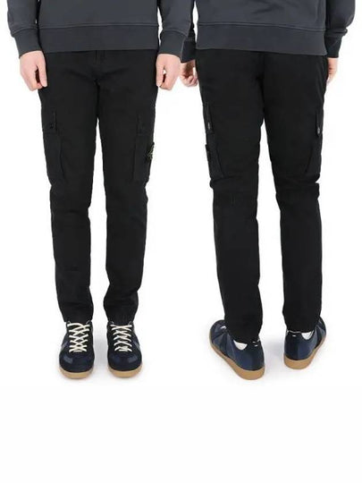 Men's Wappen Patch Cargo Track Pants Black - STONE ISLAND - BALAAN 2