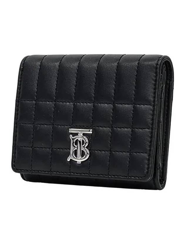 Lola Folding Small Quilted Leather Card Wallet Black Palladium - BURBERRY - BALAAN 3