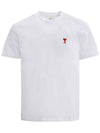 Small Heart Logo Short Sleeve T-Shirt White - AMI - BALAAN 3