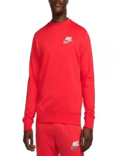 Men's Club French Terry Crew Long Sleeve T-Shirt Red - NIKE - BALAAN 2