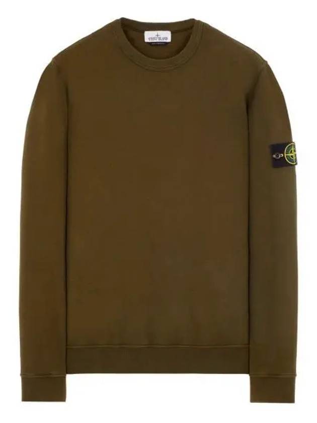 Brushed Cotton Fleece Garment Dyed Crewneck Sweatshirt Olive Green - STONE ISLAND - BALAAN 2