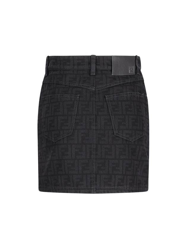 FF Denim Mini A-line Skirt Black - FENDI - BALAAN 3