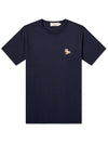 Chillax Fox Patch Classic Short Sleeve T-Shirt Navy - MAISON KITSUNE - BALAAN 2