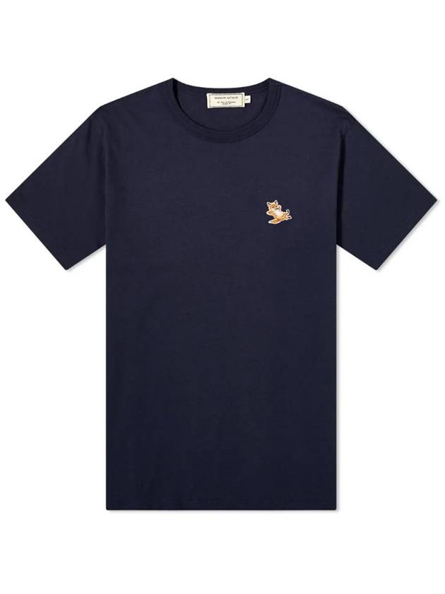 Chillax Fox Patch Classic Short Sleeve T-Shirt Navy - MAISON KITSUNE - BALAAN 2