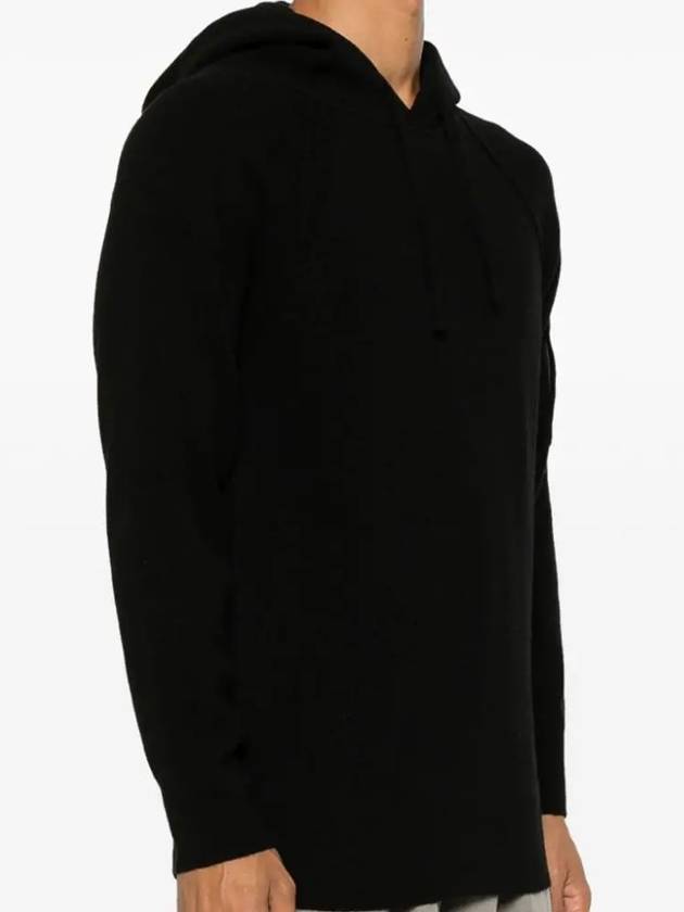 Lambswool GRS Hooded Waffle Knit Top Black - CP COMPANY - BALAAN 4